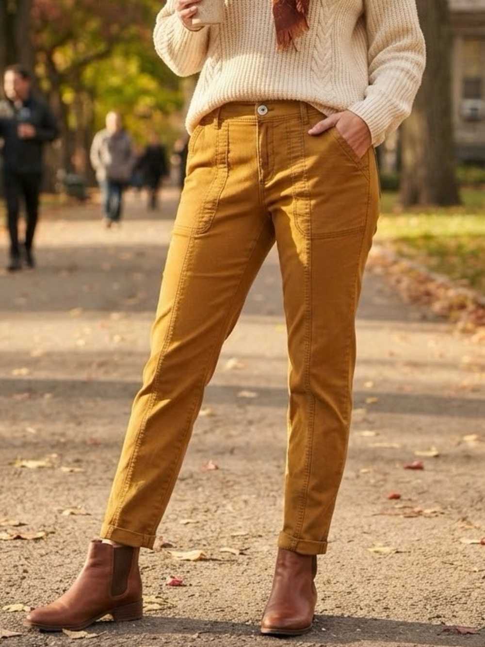 Hei Hei | Anthropologie | Mustard Utility Cropped Pants | Sz 27